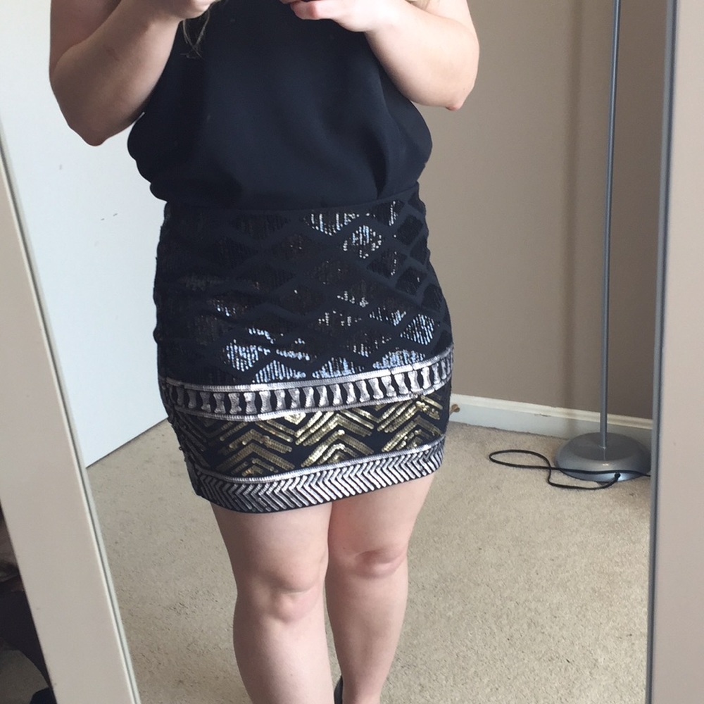 Express Sequin Mini Skirt